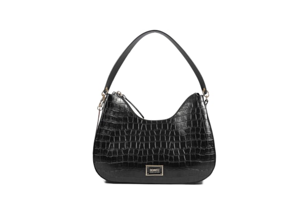 Bolsa Feminina Shoulder Média Croco - Preto