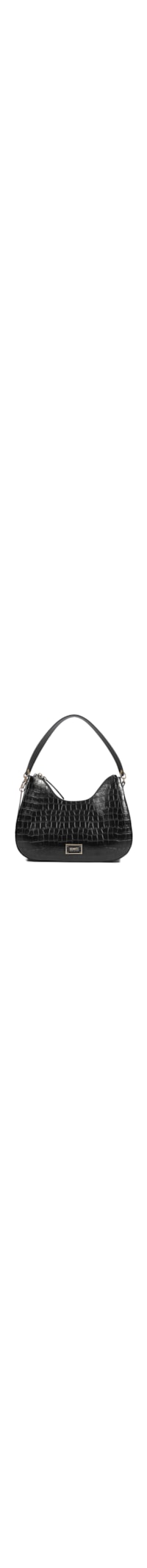 Bolsa Feminina Shoulder Média Croco - Preto