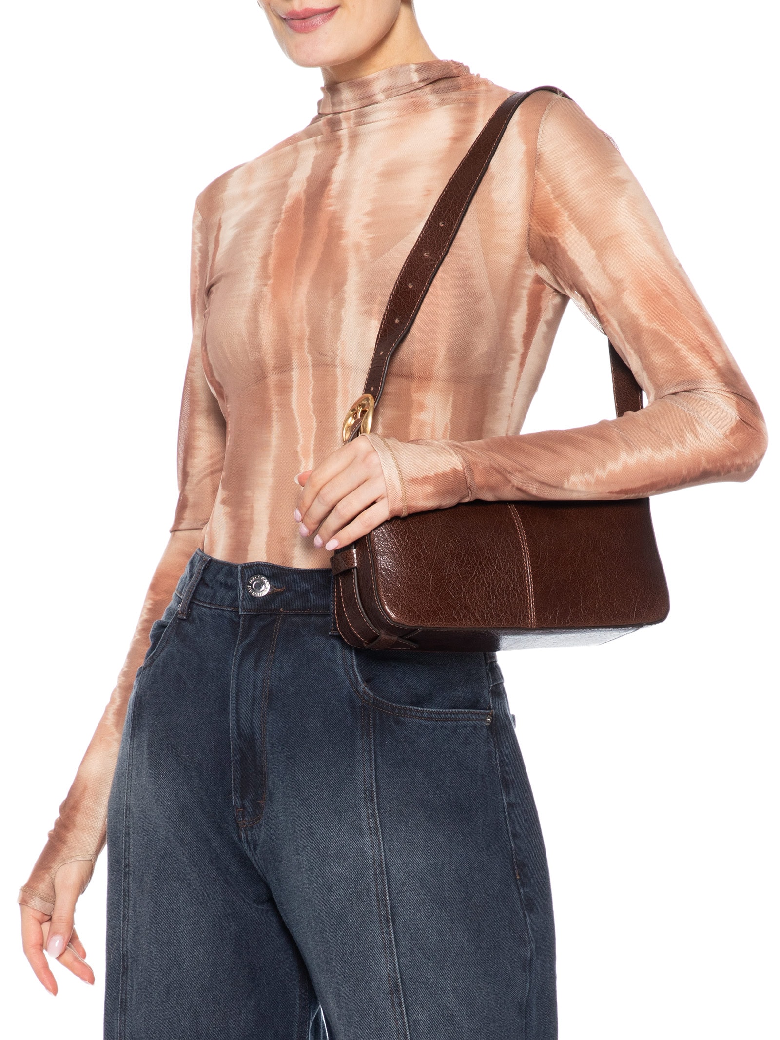 Bolsa Feminina Shoulder Nathalie Pequena Marrom Vicenza