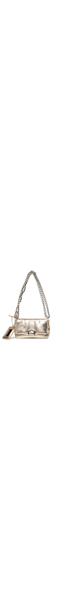 Bolsa Feminina Shoulder Pequena Metalizada Corrente Couro - Dourado