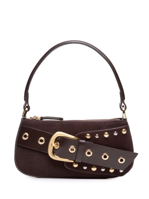 Bolsa Feminina Shoulder Thaila Pequena Camurça – Marrom