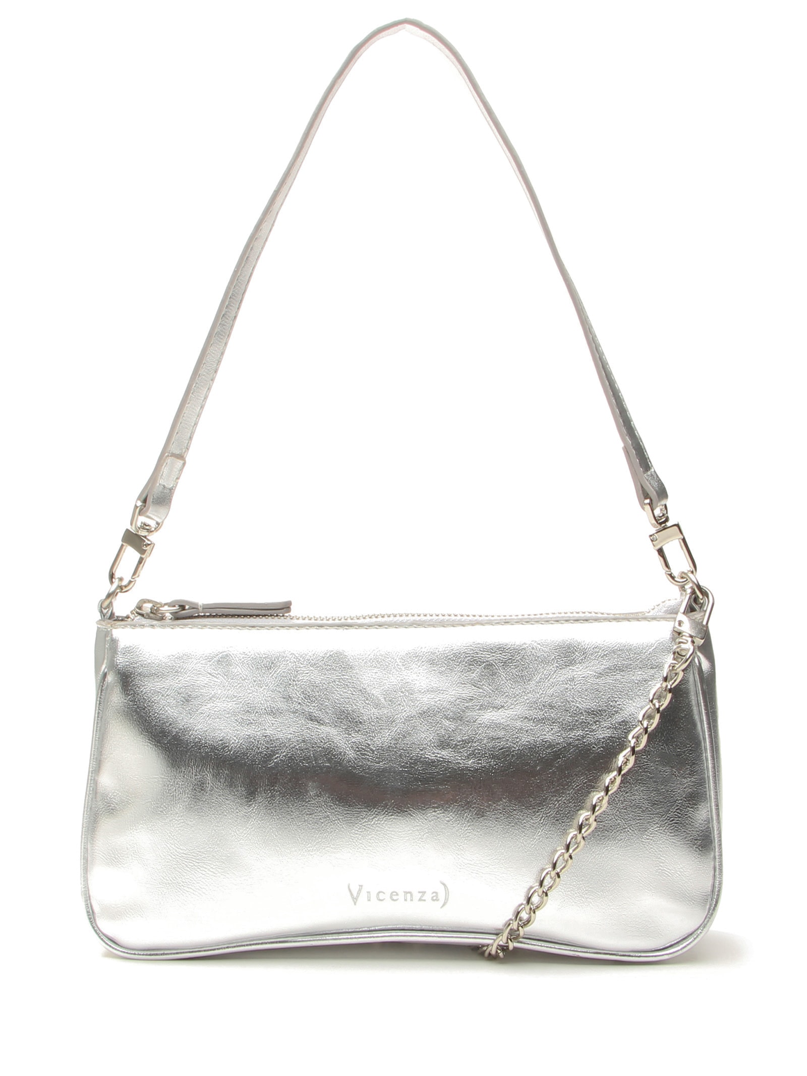 Bolsa Feminina Sintética Napa Iron Other Prateado Vicenza