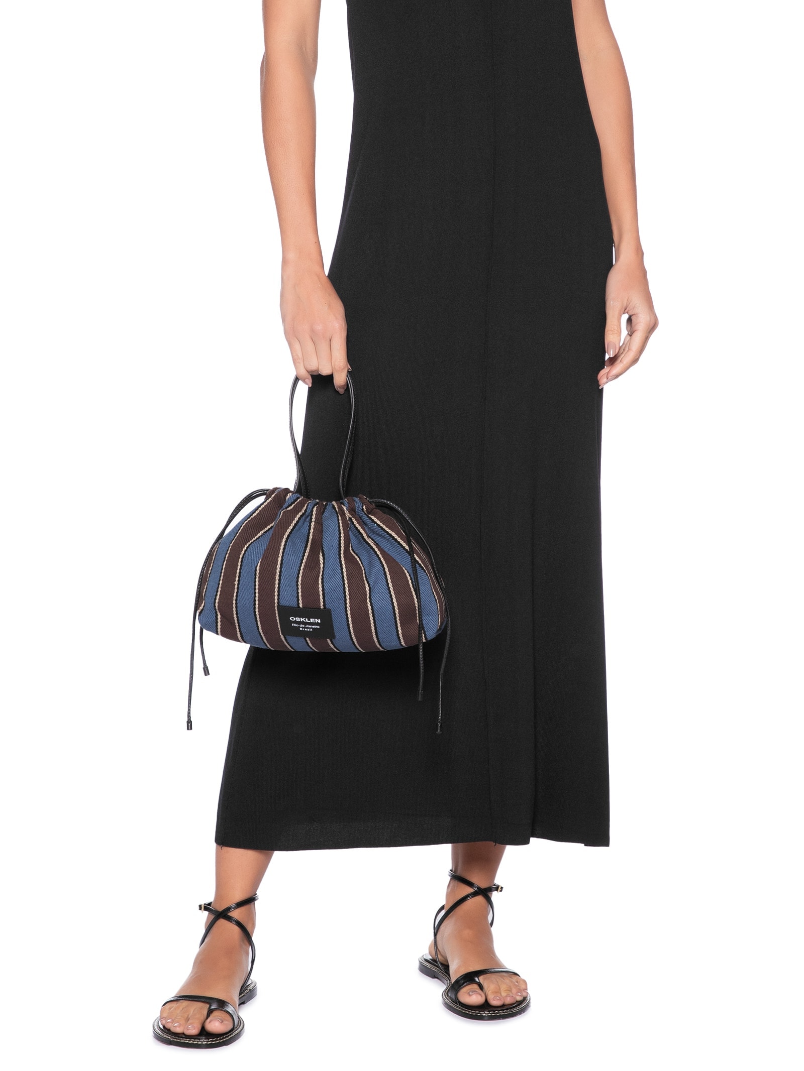 Bolsa Feminina Small Lona Listras Azul Osklen