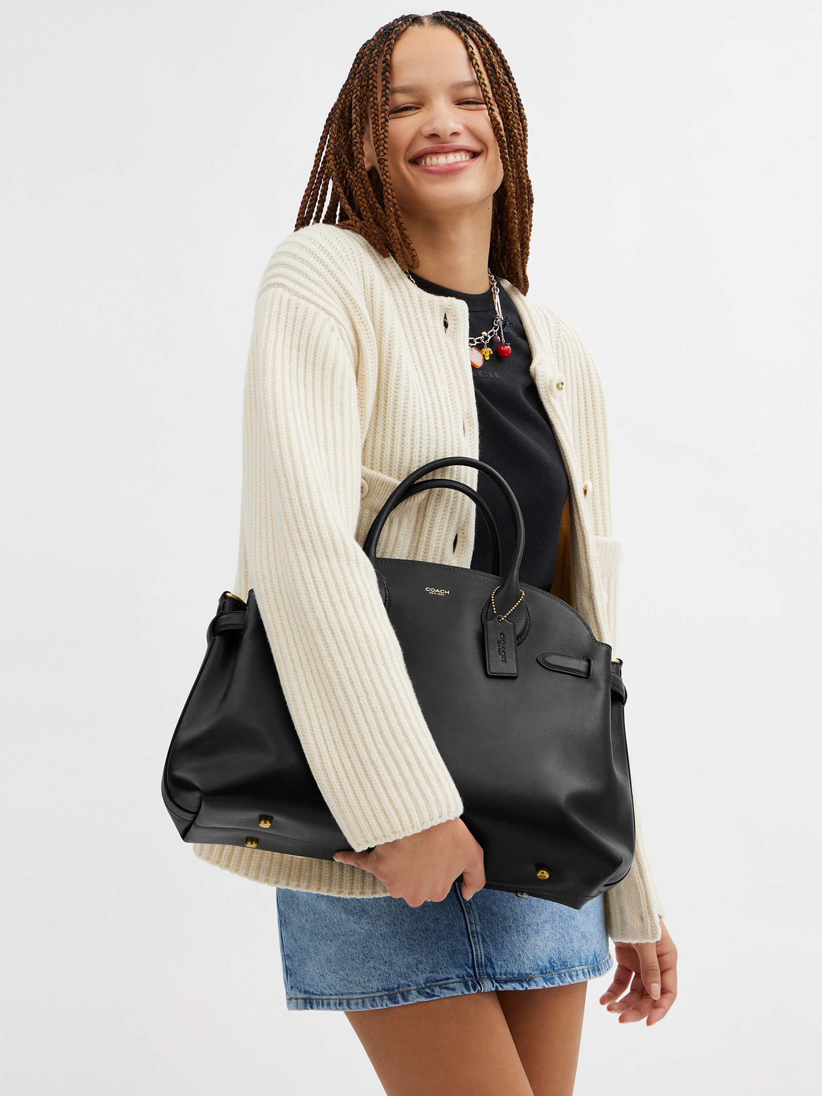 COACH empire 40 証明書あり Coach - Bolsa Feminina Soft Empire Carryall 40 - Preto