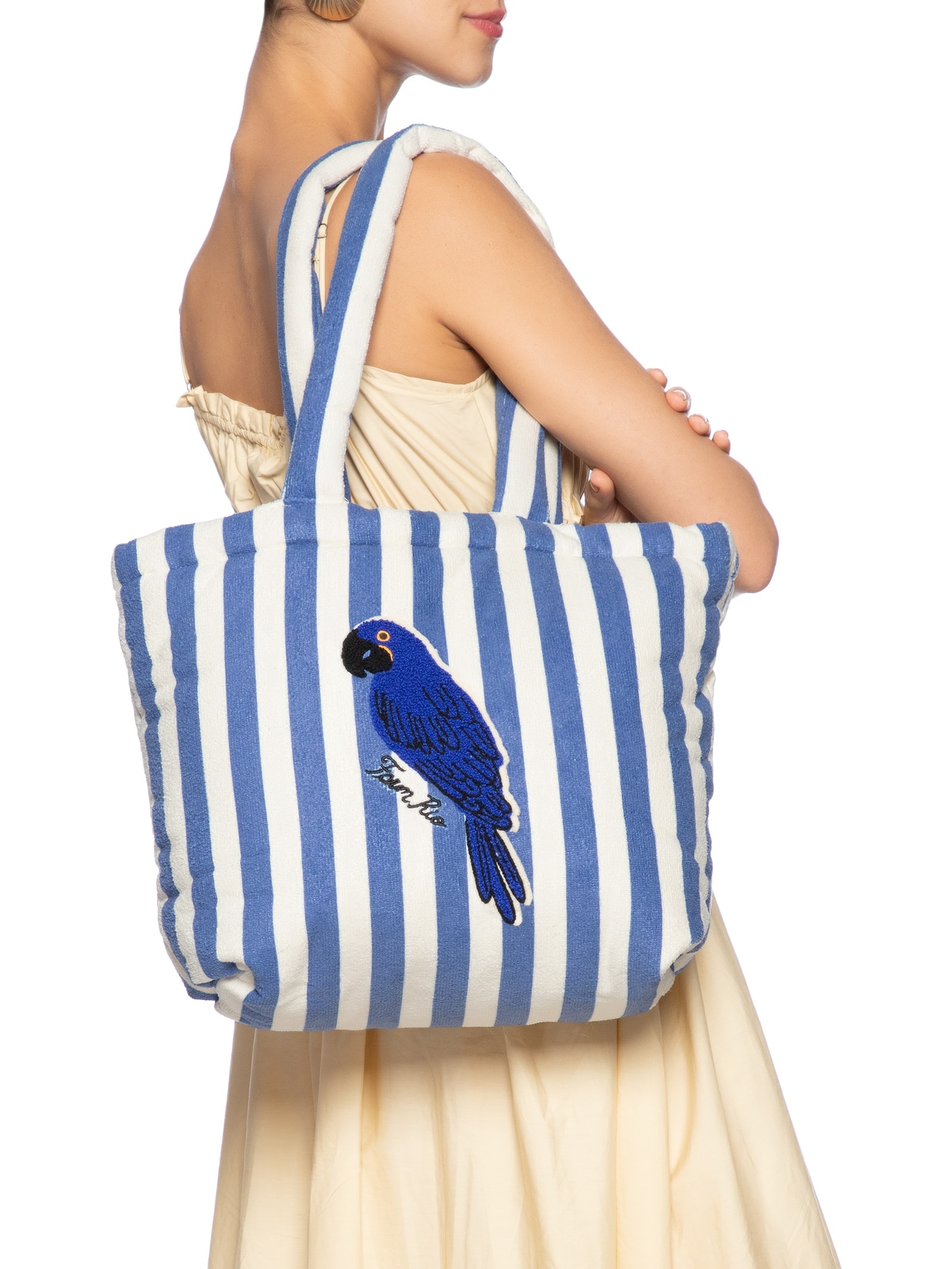Bolsa Feminina Solzão Arara Listrado Azul Farm Etc