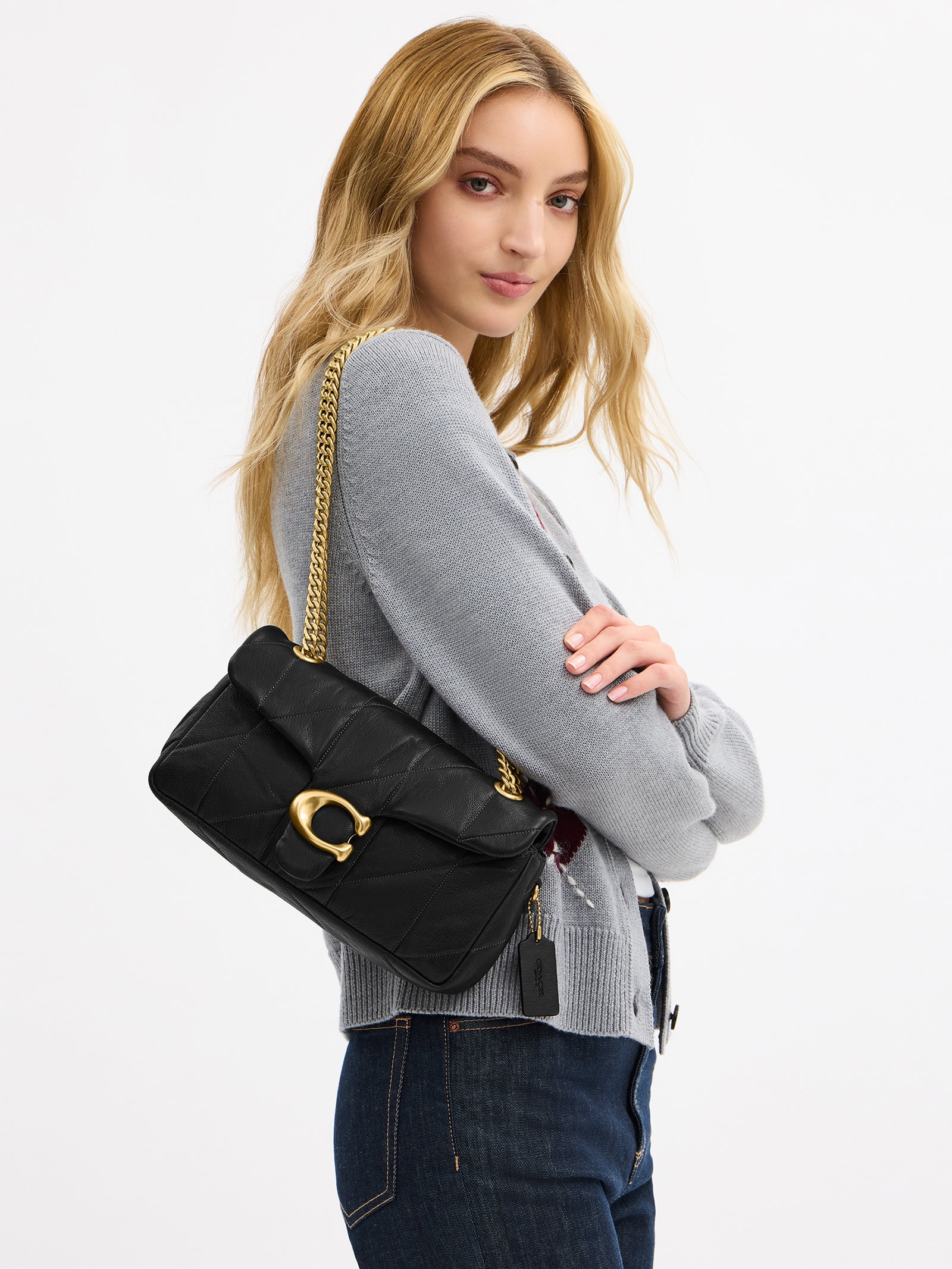 Bolsa Feminina Tabby Shoulder 26 Soft Quilted Preto Coach