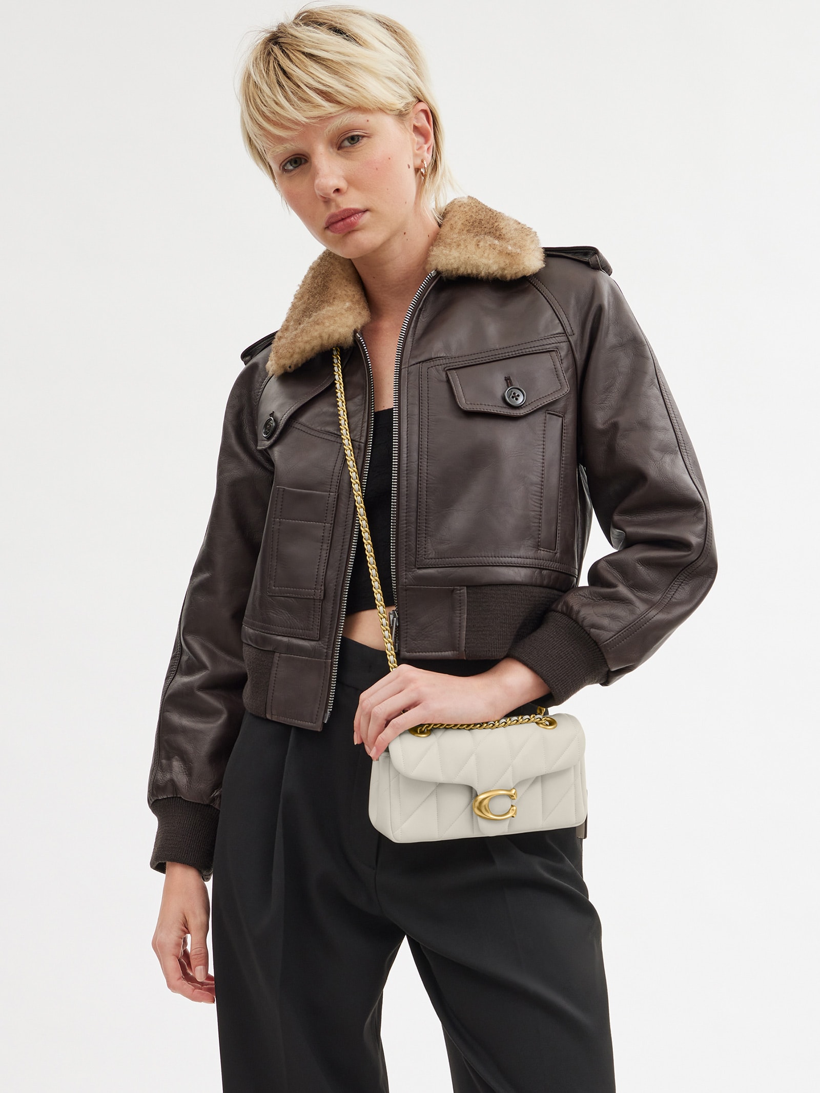 Bolsa Feminina Tabby Shoulder With Quilting 20 Branco Coach