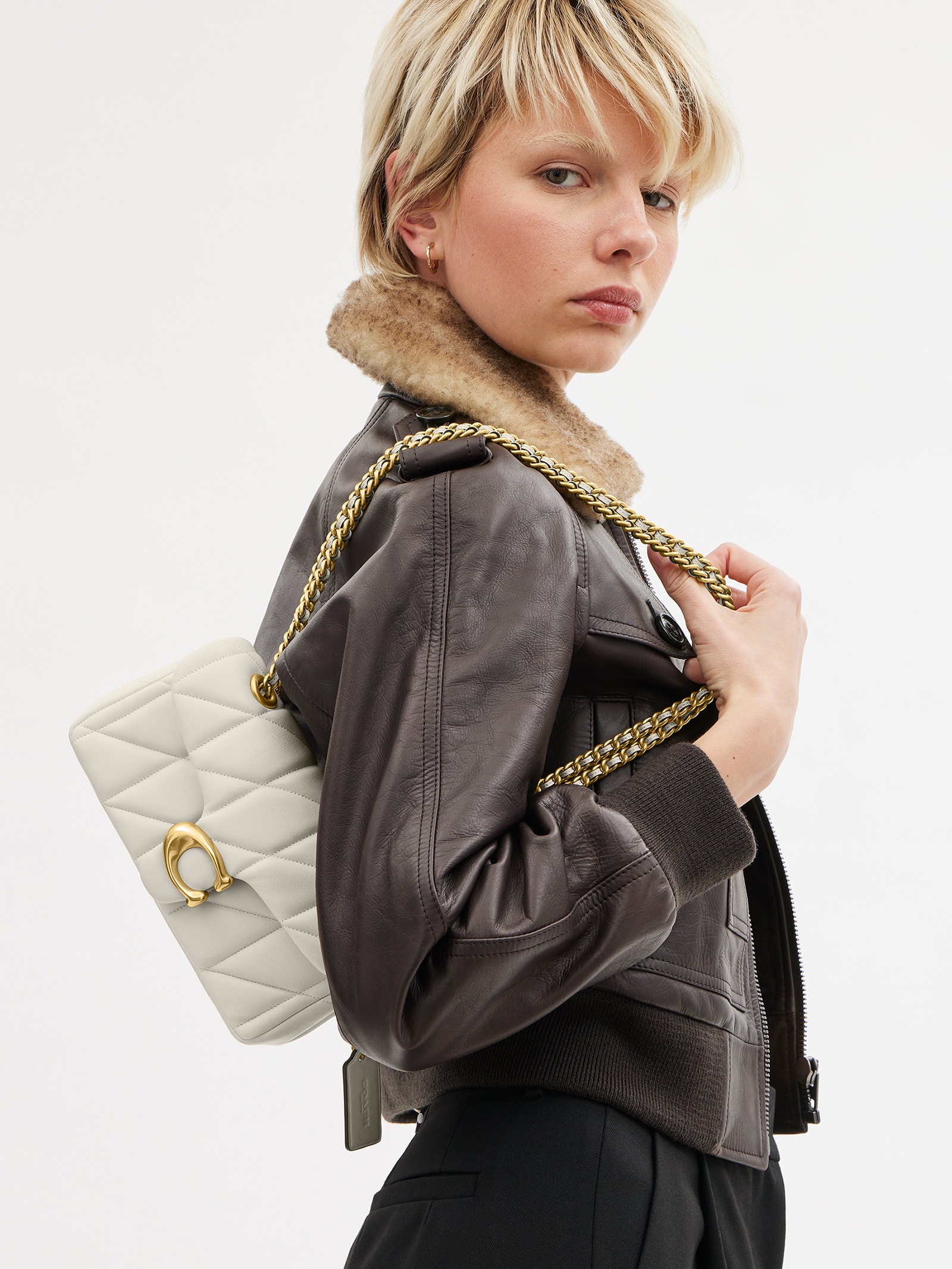 Bolsa Feminina Tabby Shoulder With Quilting 20 Branco Coach