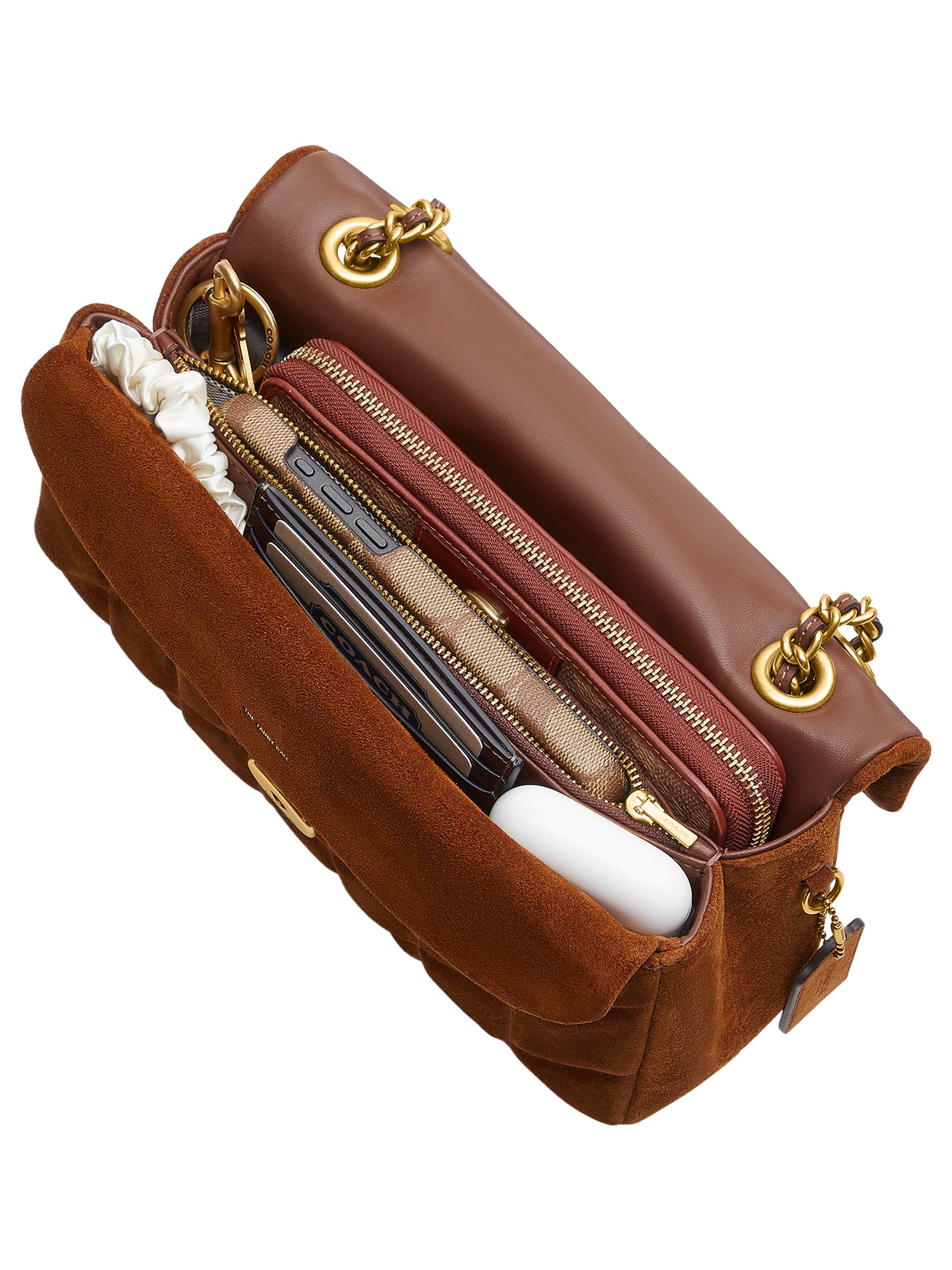 Bolsa Feminina Tabby Shoulder With Quilting Suede 26 Marrom Coach