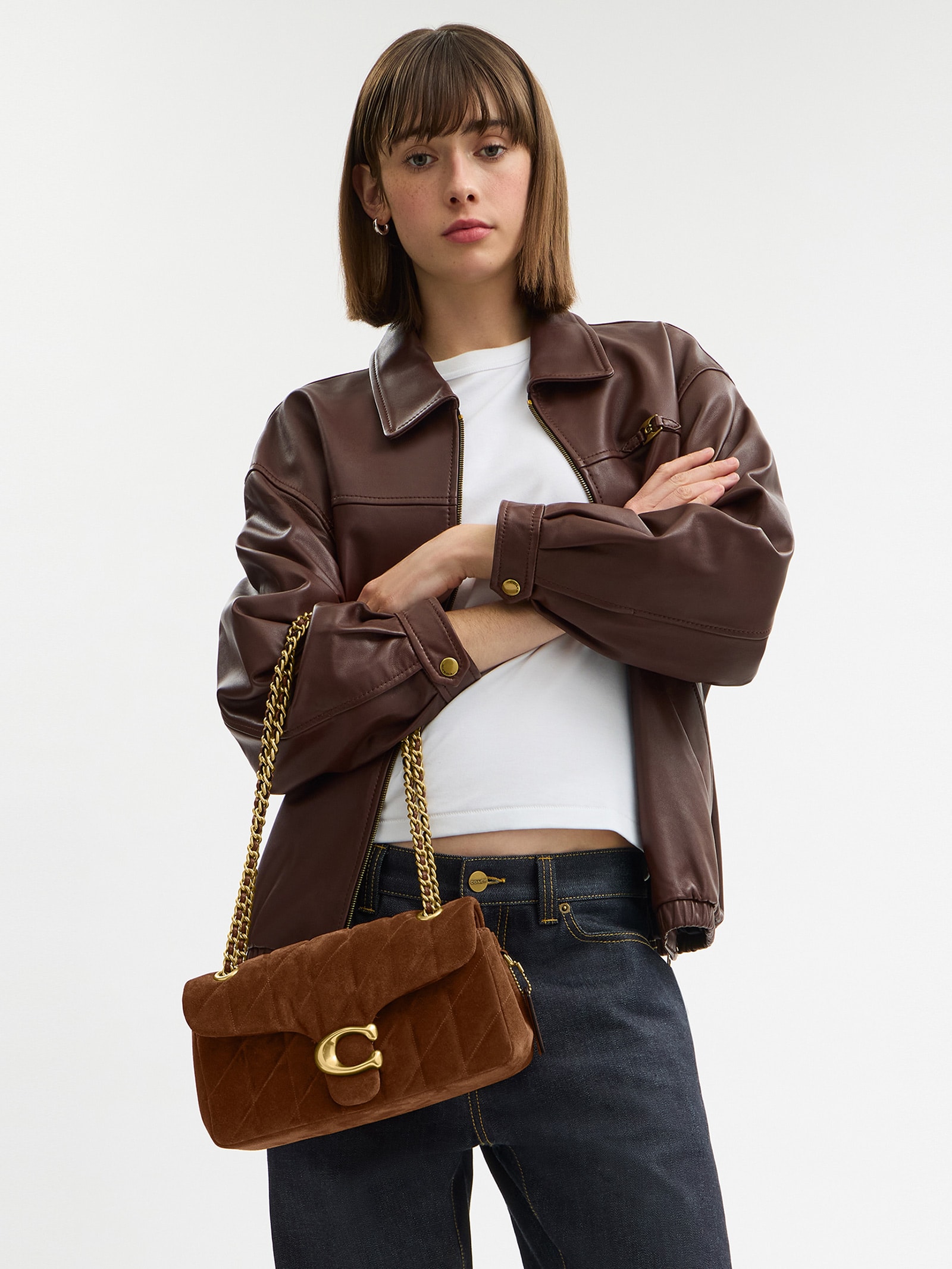 Bolsa Feminina Tabby Shoulder With Quilting Suede 26 – Marrom Coach