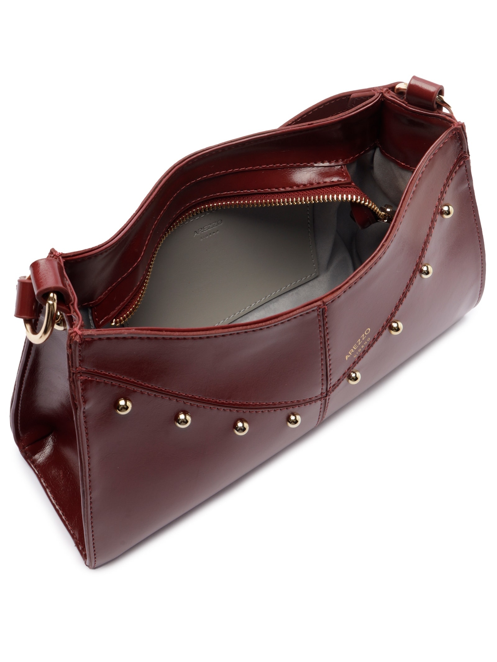 Bolsa Feminina Tachas Metálicas Vinho Arezzo