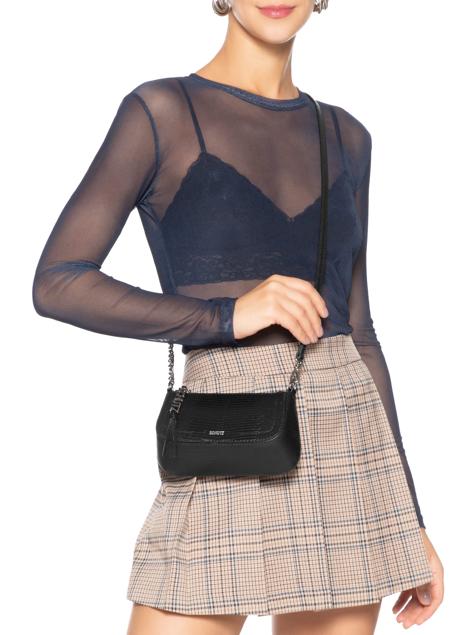 Bolsa Feminina Tina Tiracolo Pequena Preto Schutz