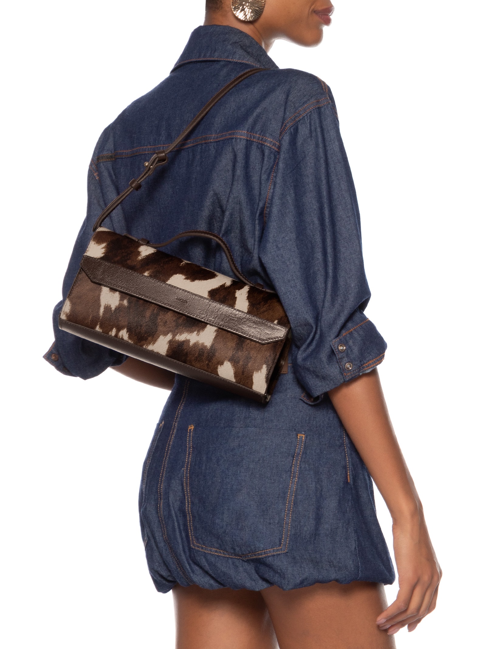 Bolsa Feminina Tiracolo Acamurçada Grande Corrente Animal Print Arezzo