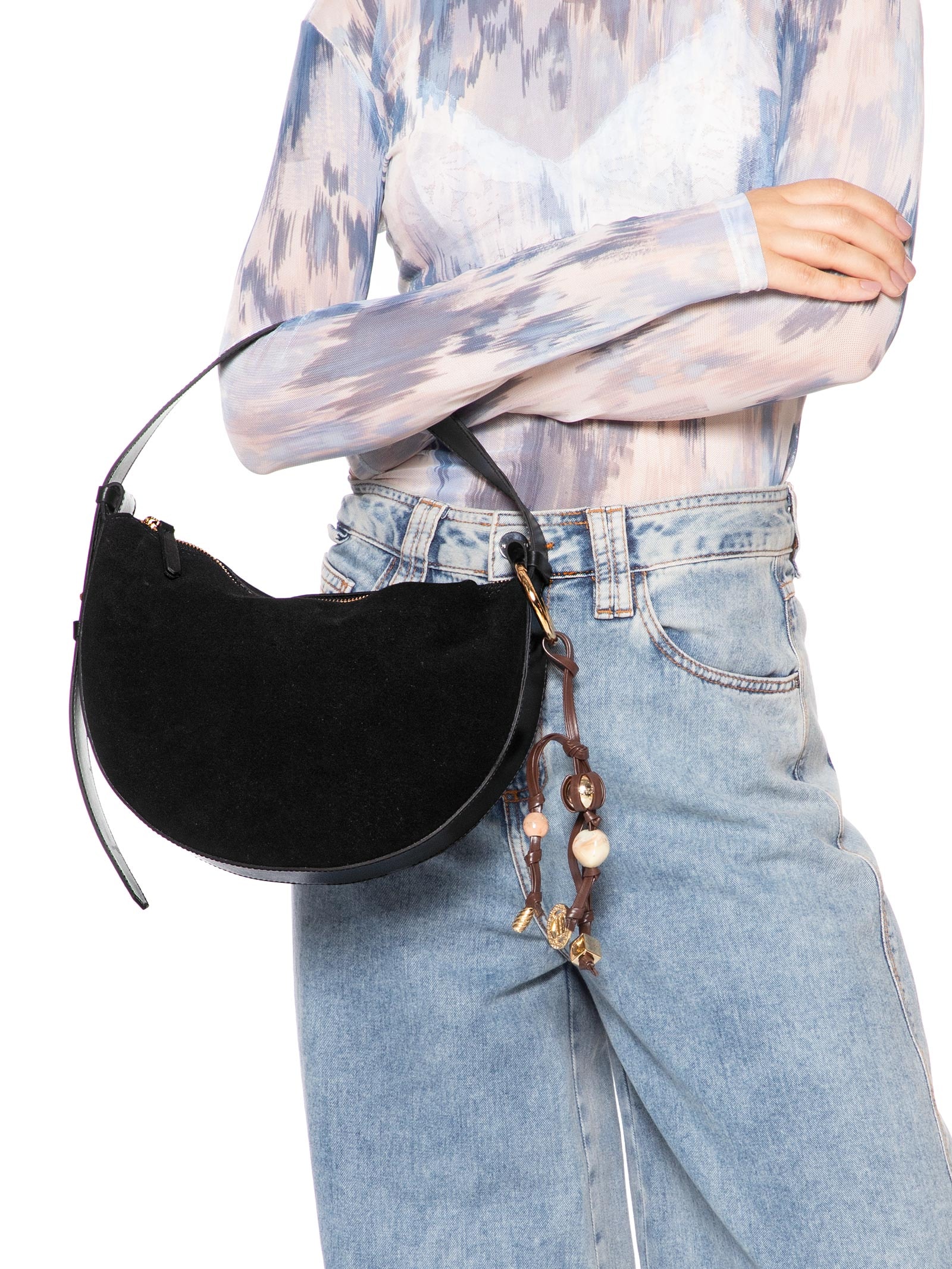 Bolsa Feminina Tiracolo Acamurçada Média Bag Charm Preto Arezzo