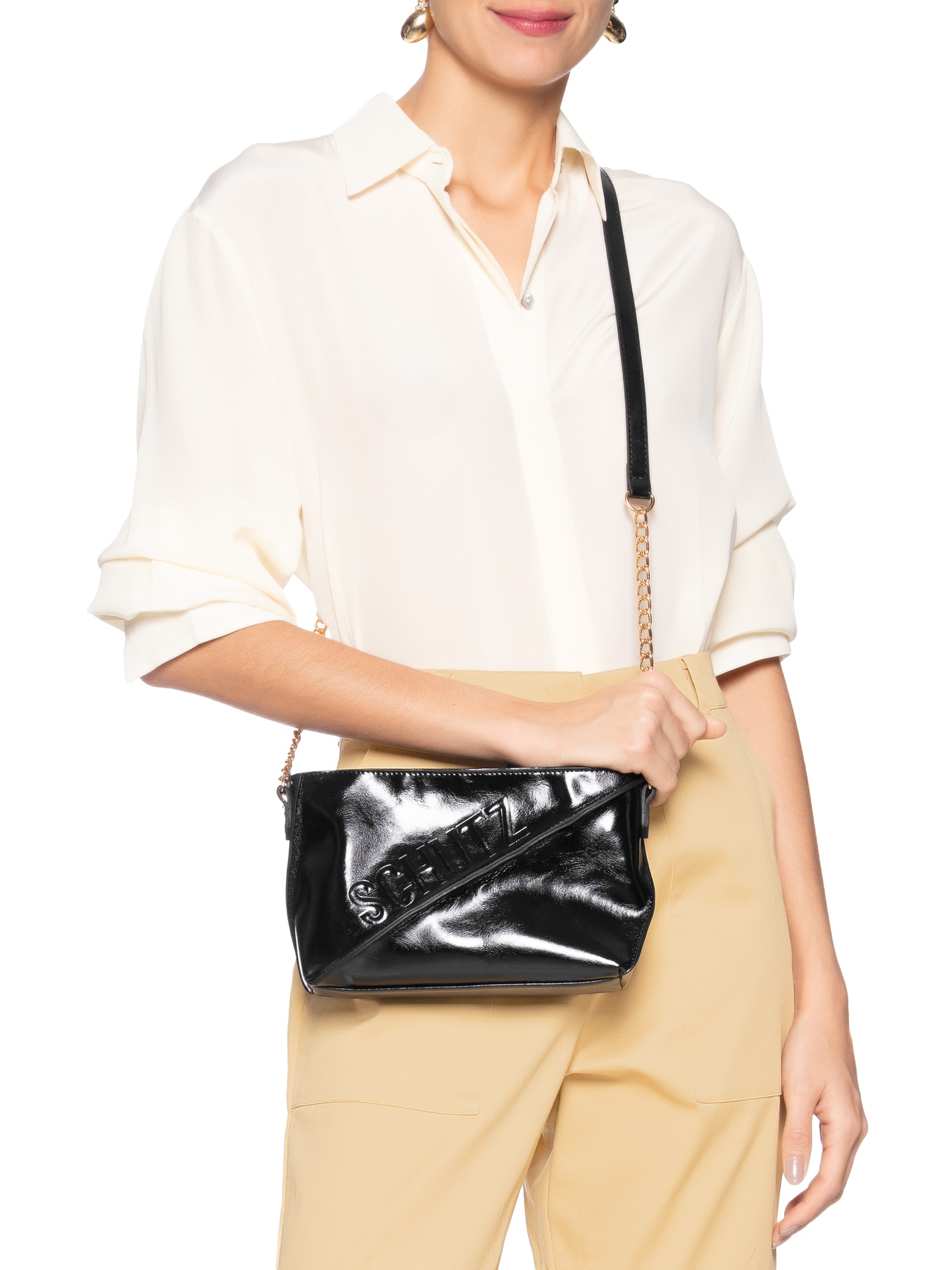 Schutz - Bolsa Feminina Tiracolo Alycia Verniz - Preto