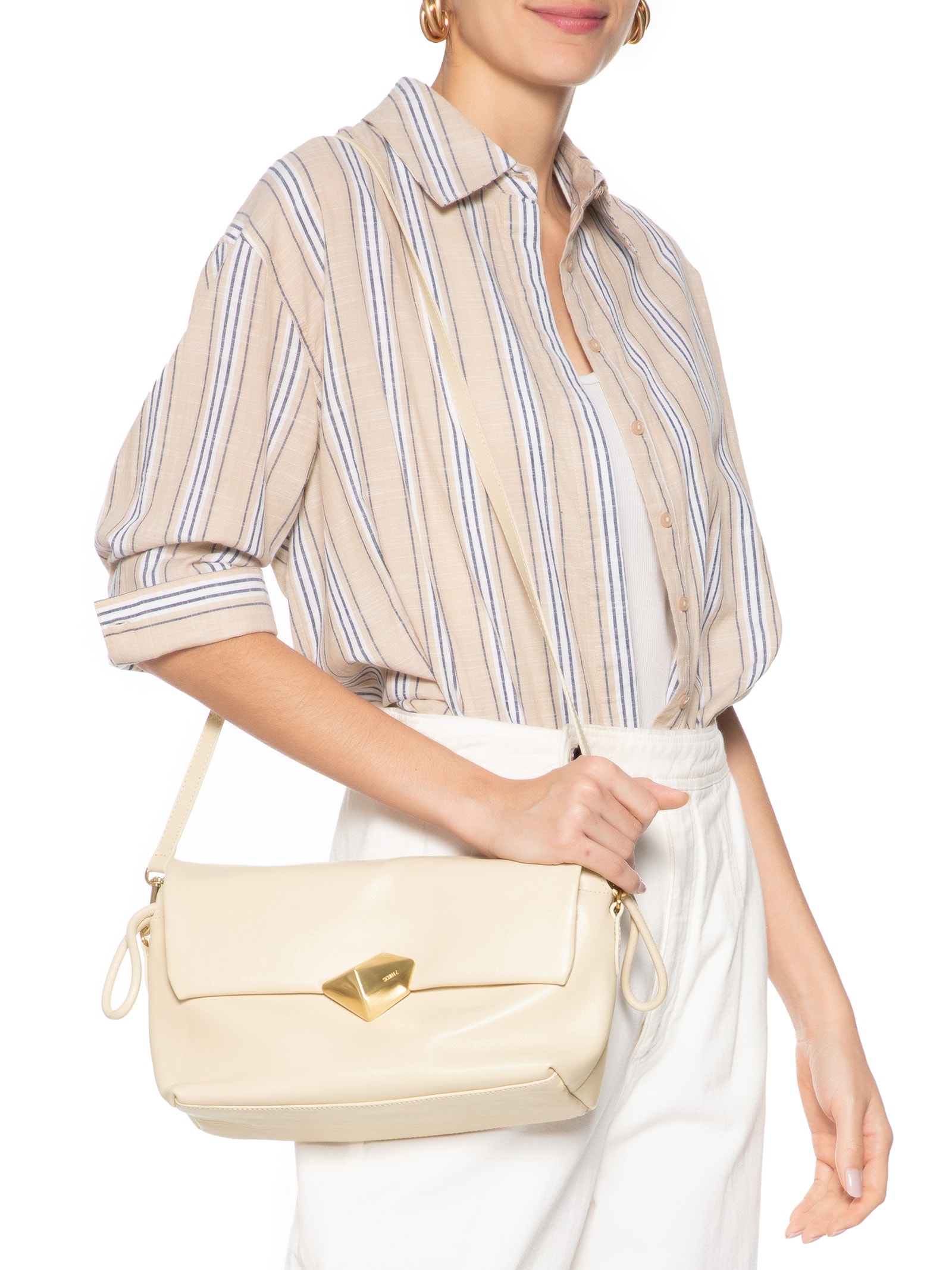 Bolsa Feminina Tiracolo Bubble Couro Branco Schutz