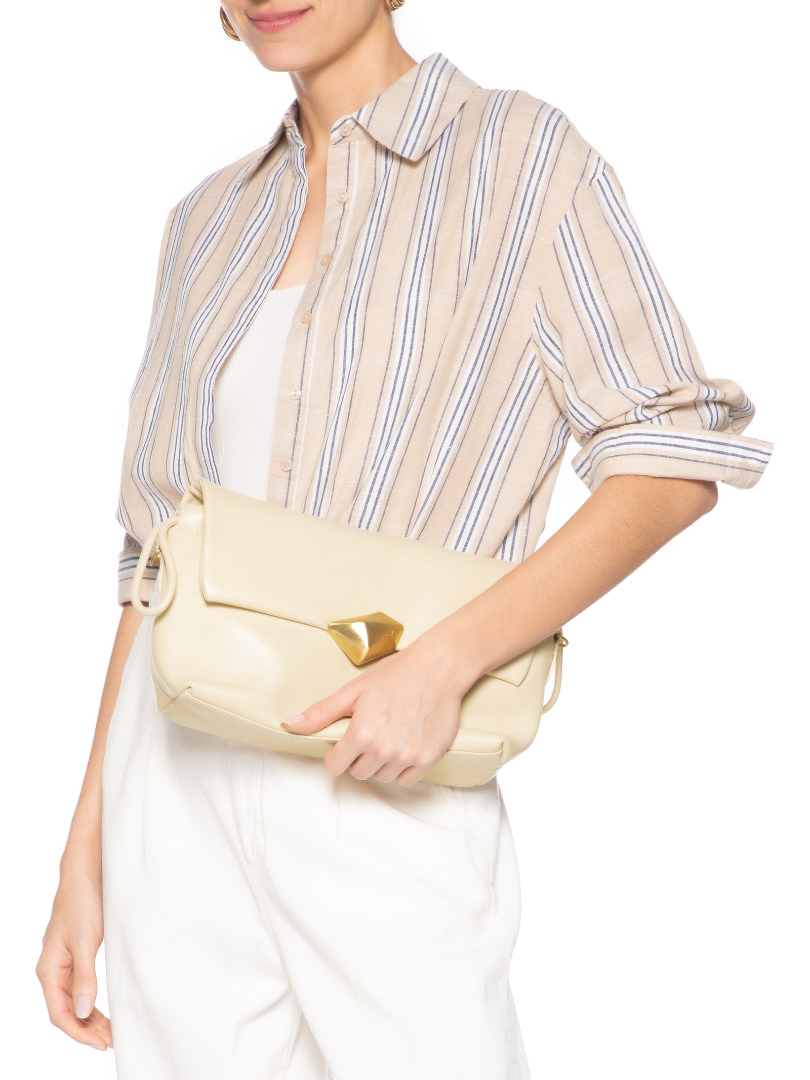 Bolsa Feminina Tiracolo Bubble Couro Branco Schutz