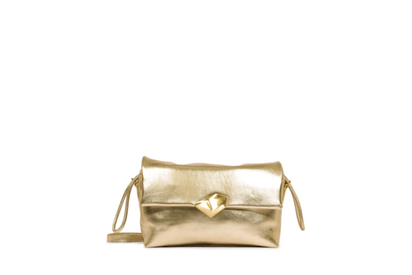 Bolsa Feminina Tiracolo Bubble Couro - Dourado