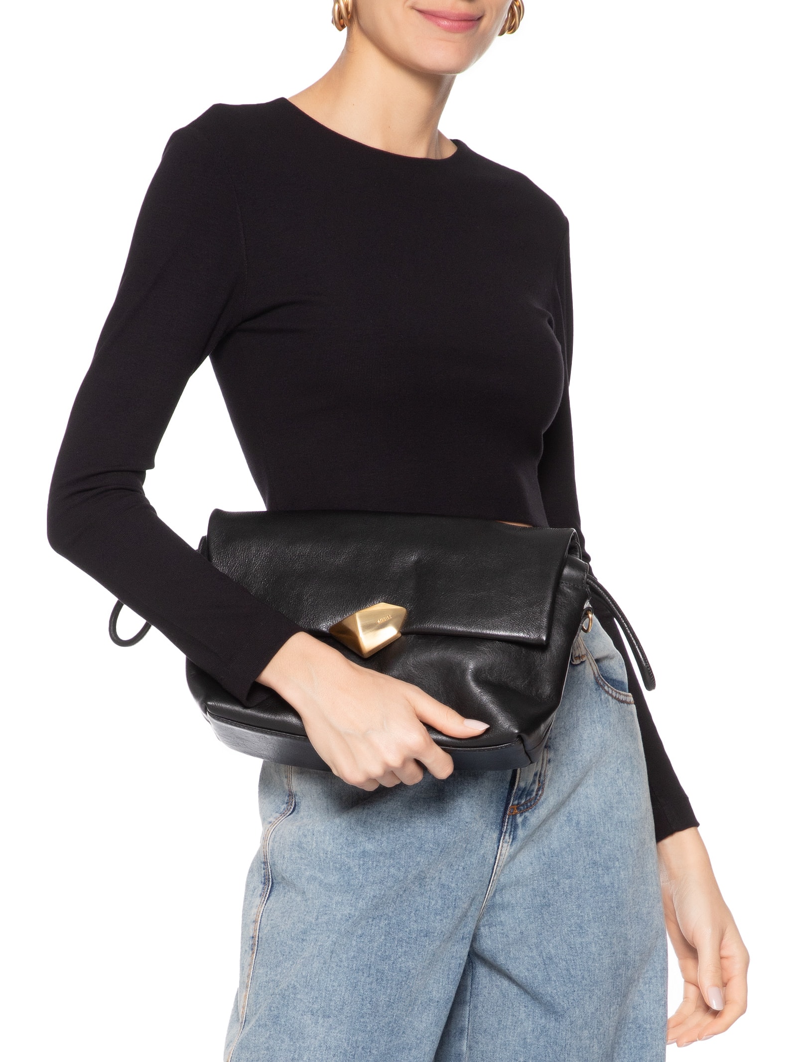 Bolsa Feminina Tiracolo Bubble Couro Preto Schutz