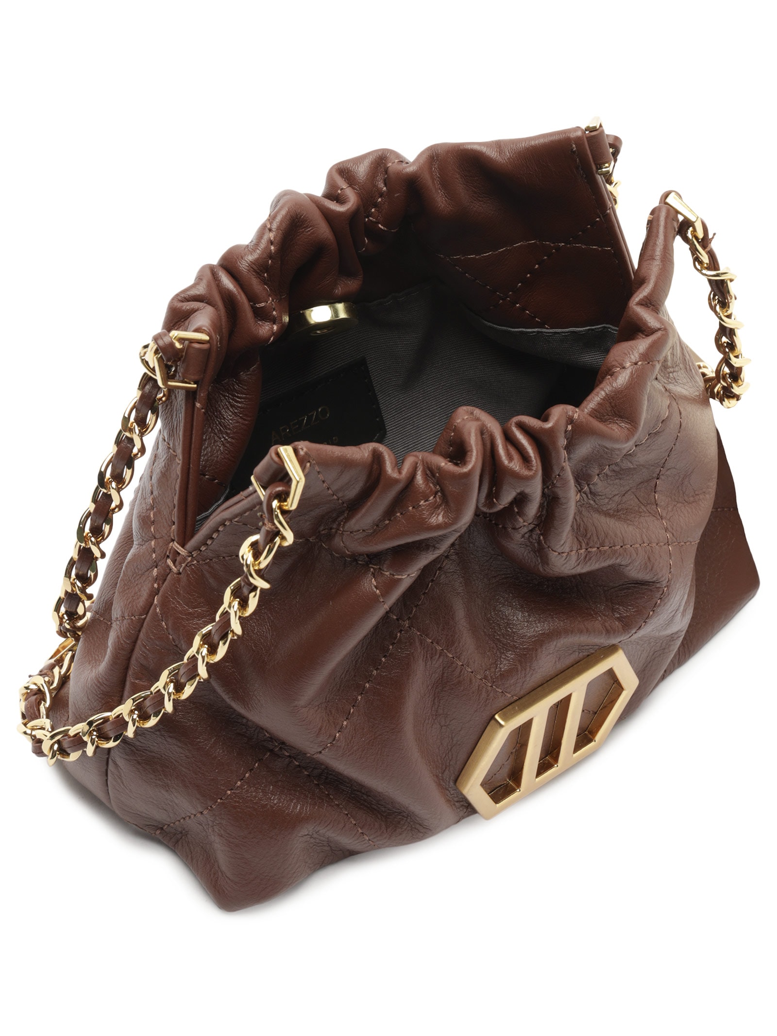 Bolsa Feminina Tiracolo Couro Esther Pequena Marrom Arezzo