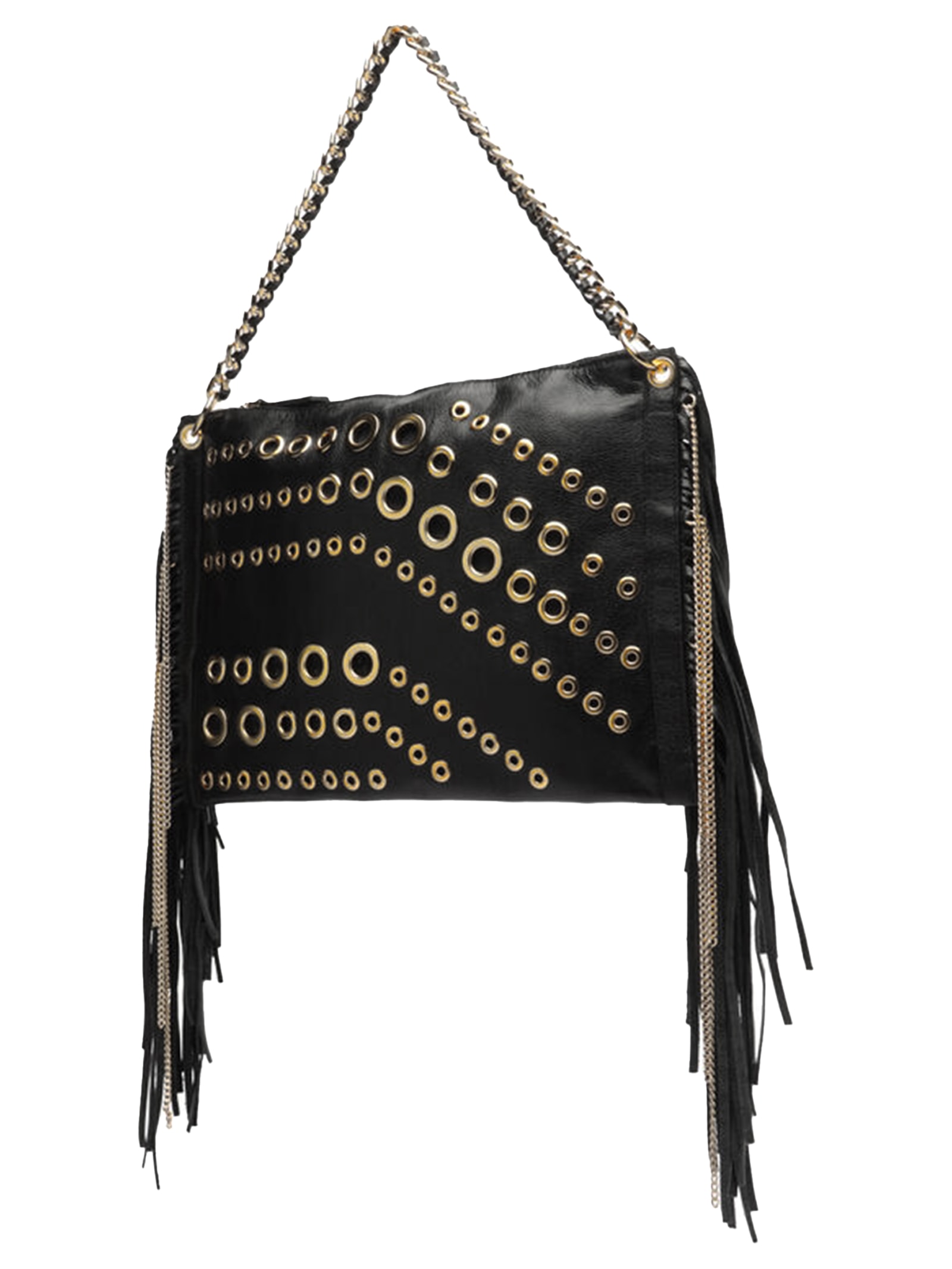 Bolsa Feminina Tiracolo Couro Grande Franjas Preto Arezzo