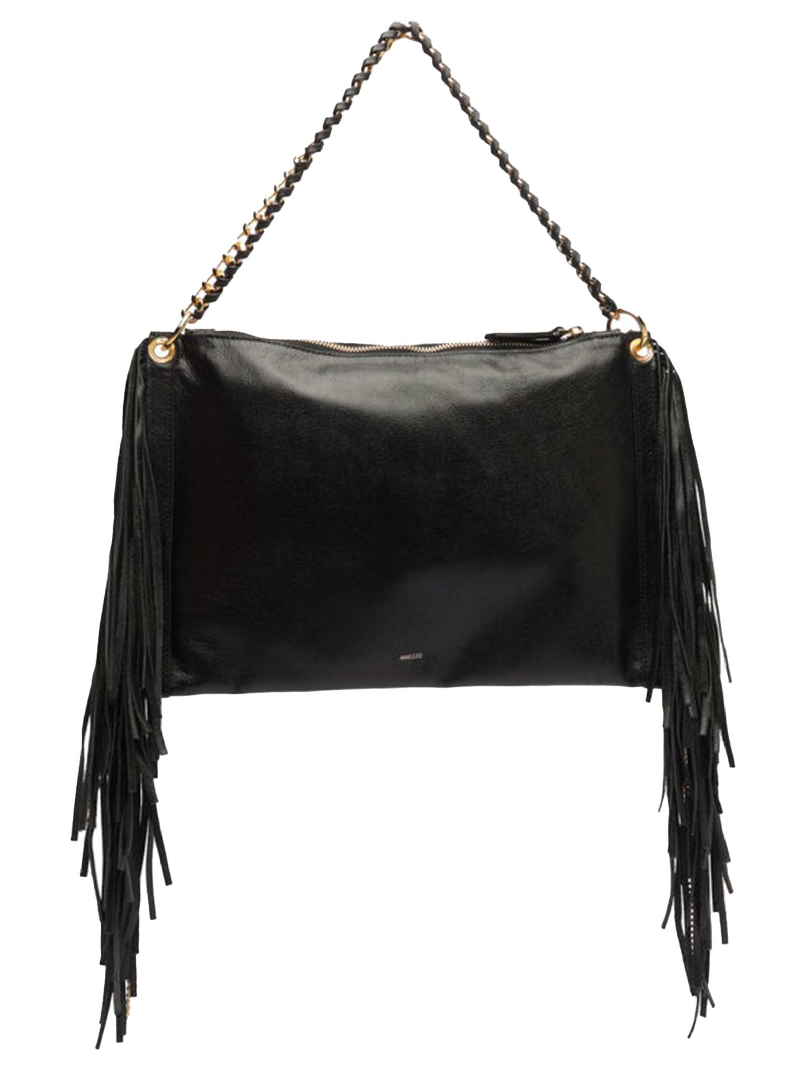 Bolsa Feminina Tiracolo Couro Grande Franjas Preto Arezzo