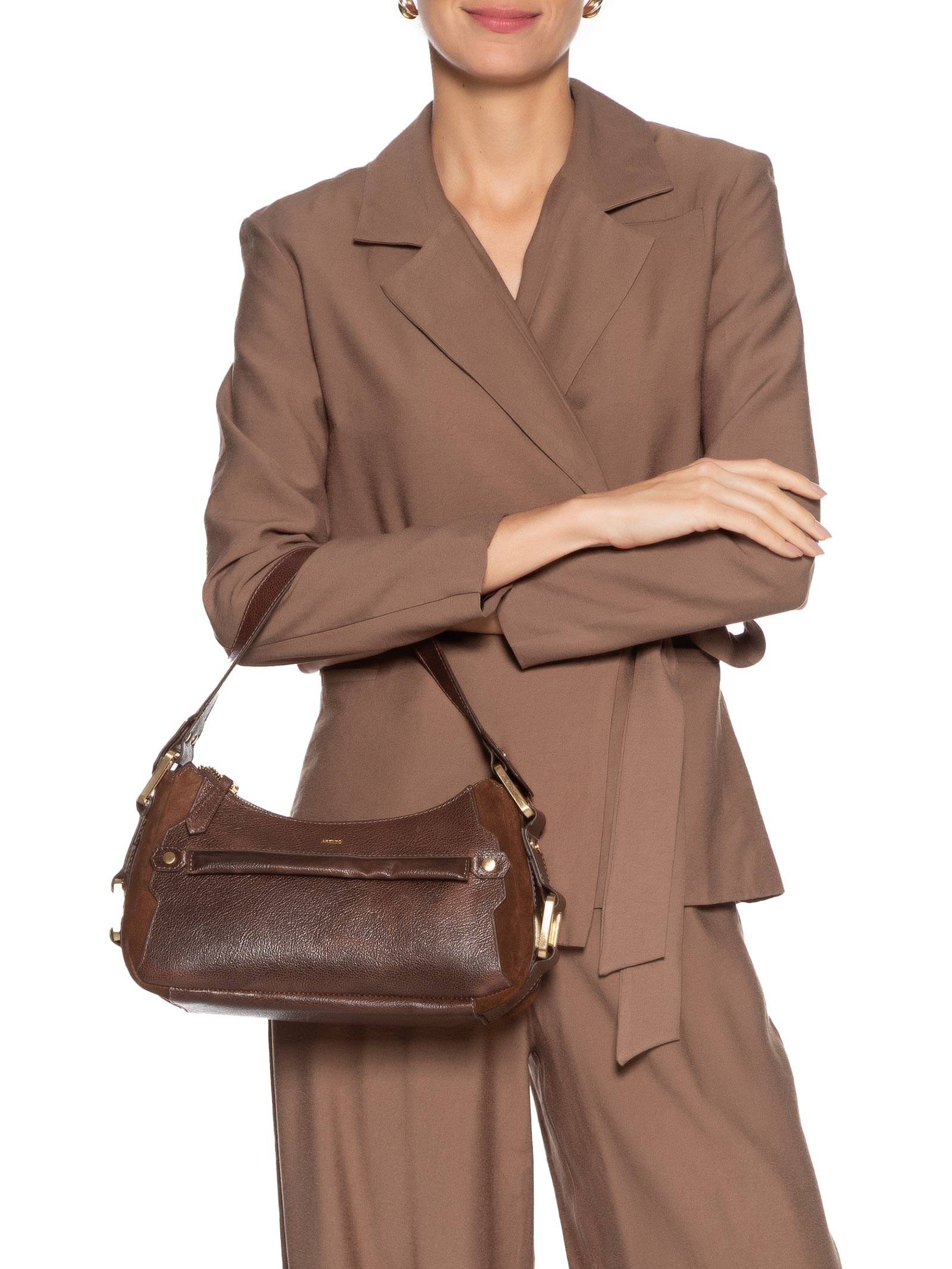 Bolsa Feminina Tiracolo Couro Gretha Média Marrom Arezzo