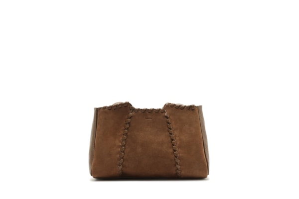 Bolsa Feminina Tiracolo Couro Média Acamurçada - Marrom