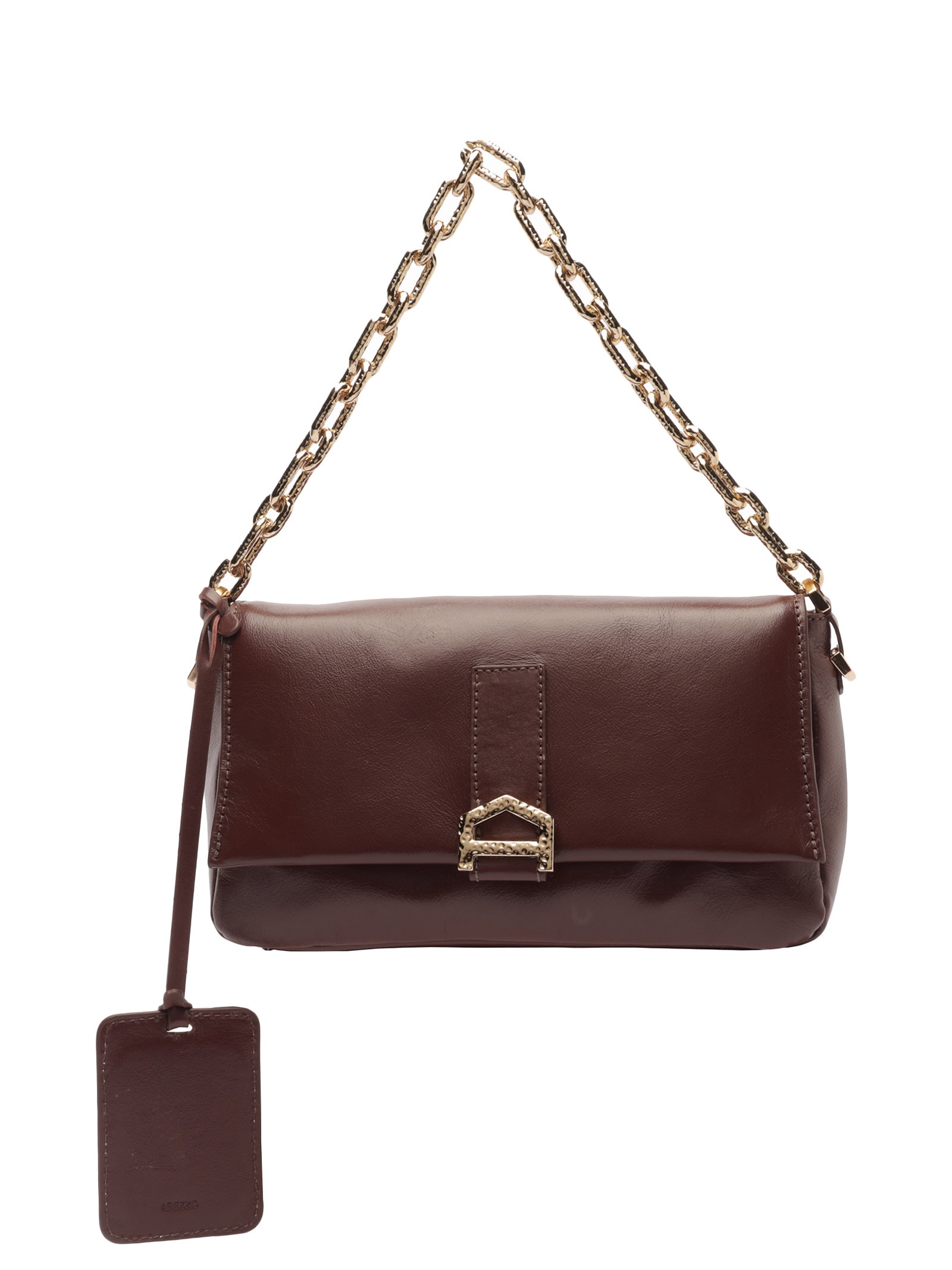 Bolsa Feminina Tiracolo Couro Média Alça Corrente Marrom Arezzo