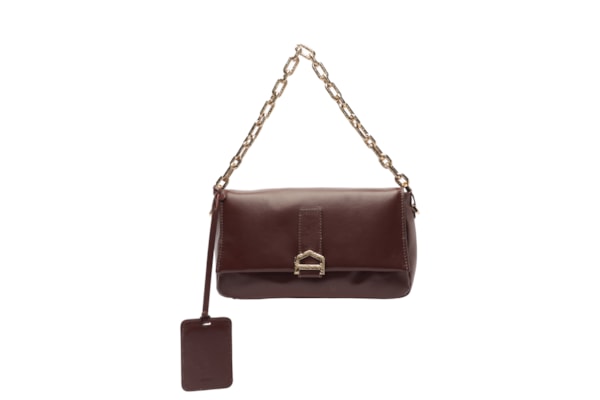 Bolsa Feminina Tiracolo Couro Média Alça Corrente - Marrom
