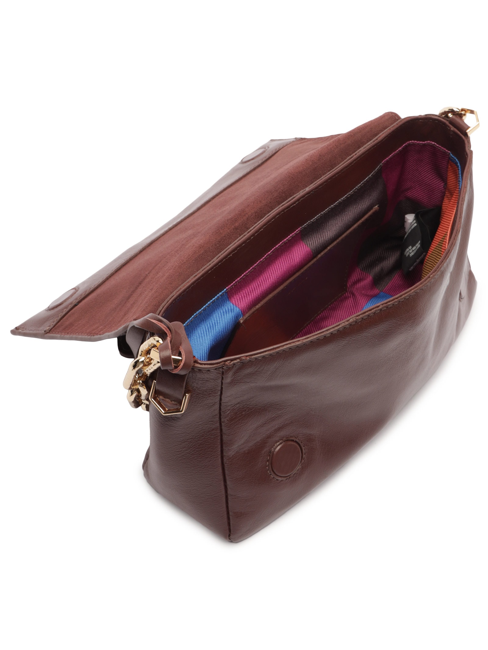 Bolsa Feminina Tiracolo Couro Média Alça Corrente Marrom Arezzo