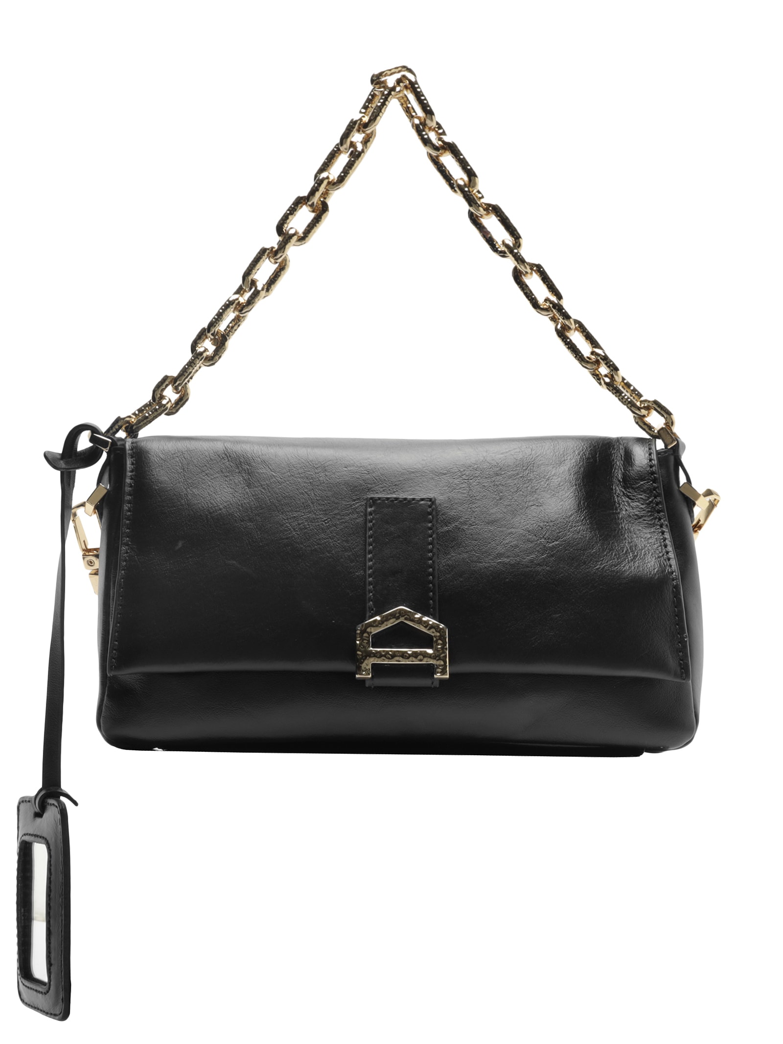 Bolsa Feminina Tiracolo Couro Média Alça Corrente Preto Arezzo