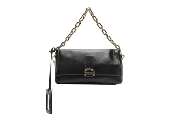 Bolsa Feminina Tiracolo Couro Média Alça Corrente - Preto