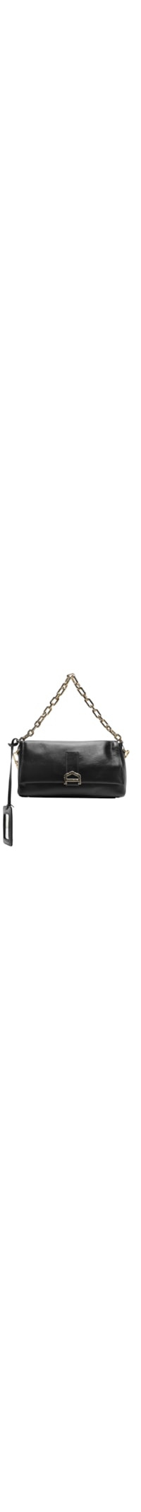 Bolsa Feminina Tiracolo Couro Média Alça Corrente - Preto