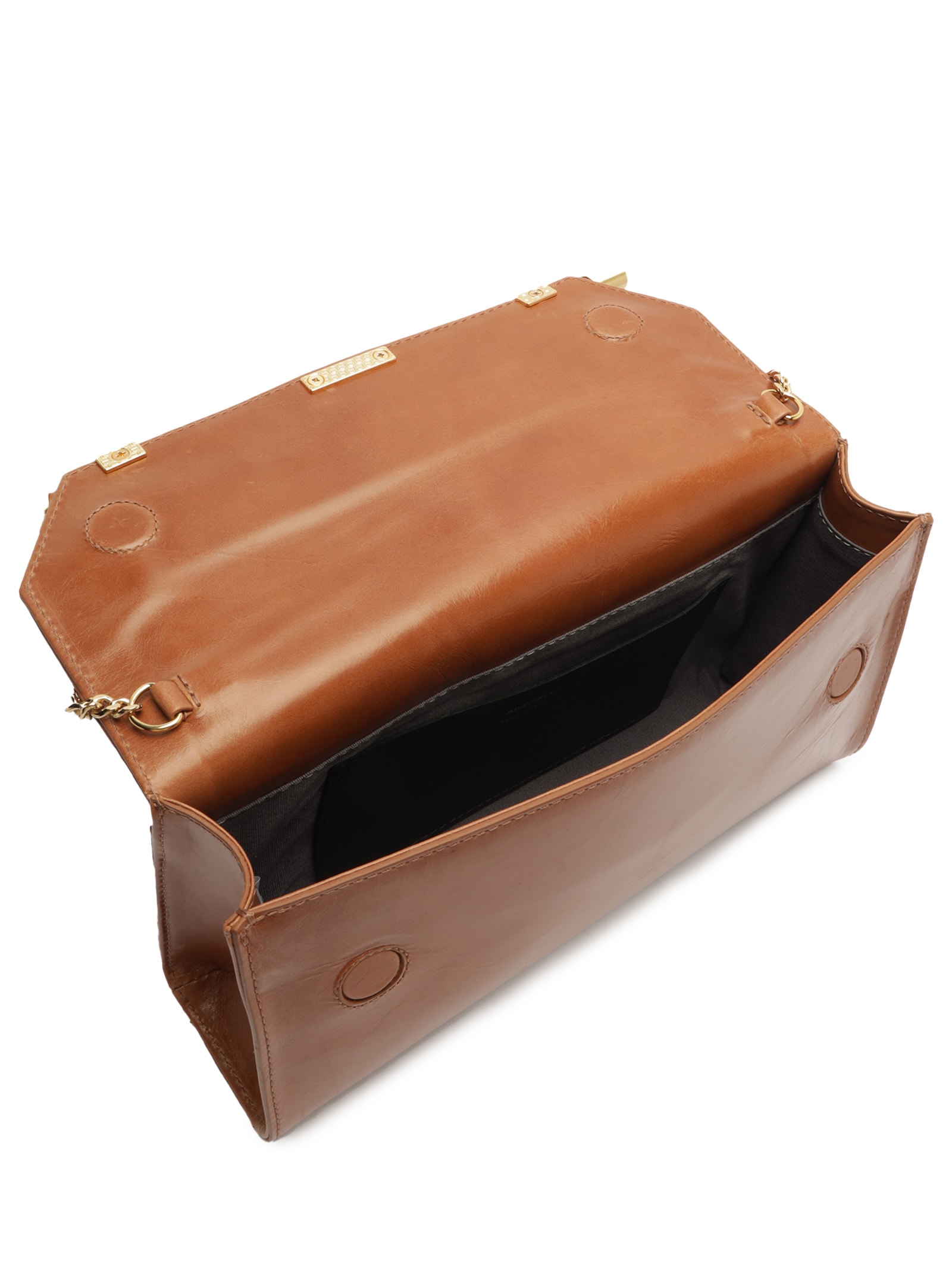 Bolsa Feminina Tiracolo Couro Média Corrente Metais Marrom Arezzo