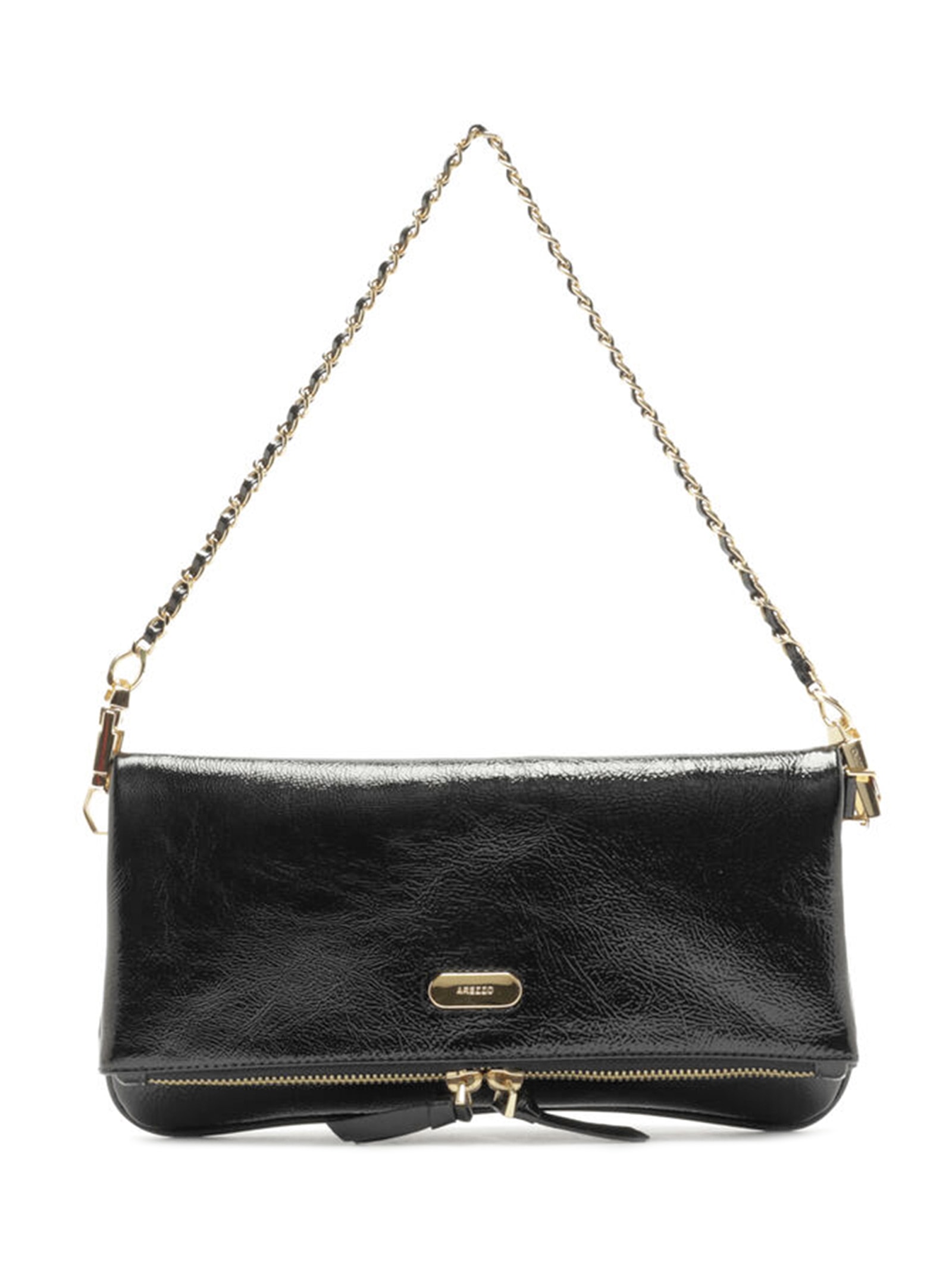 Bolsa Feminina Tiracolo Couro Média Dobrável Preto Arezzo