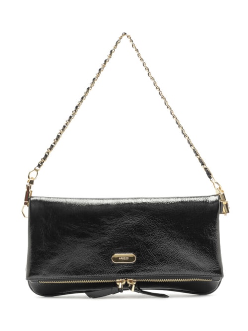 Bolsa Feminina Tiracolo Couro Média Dobrável – Preto