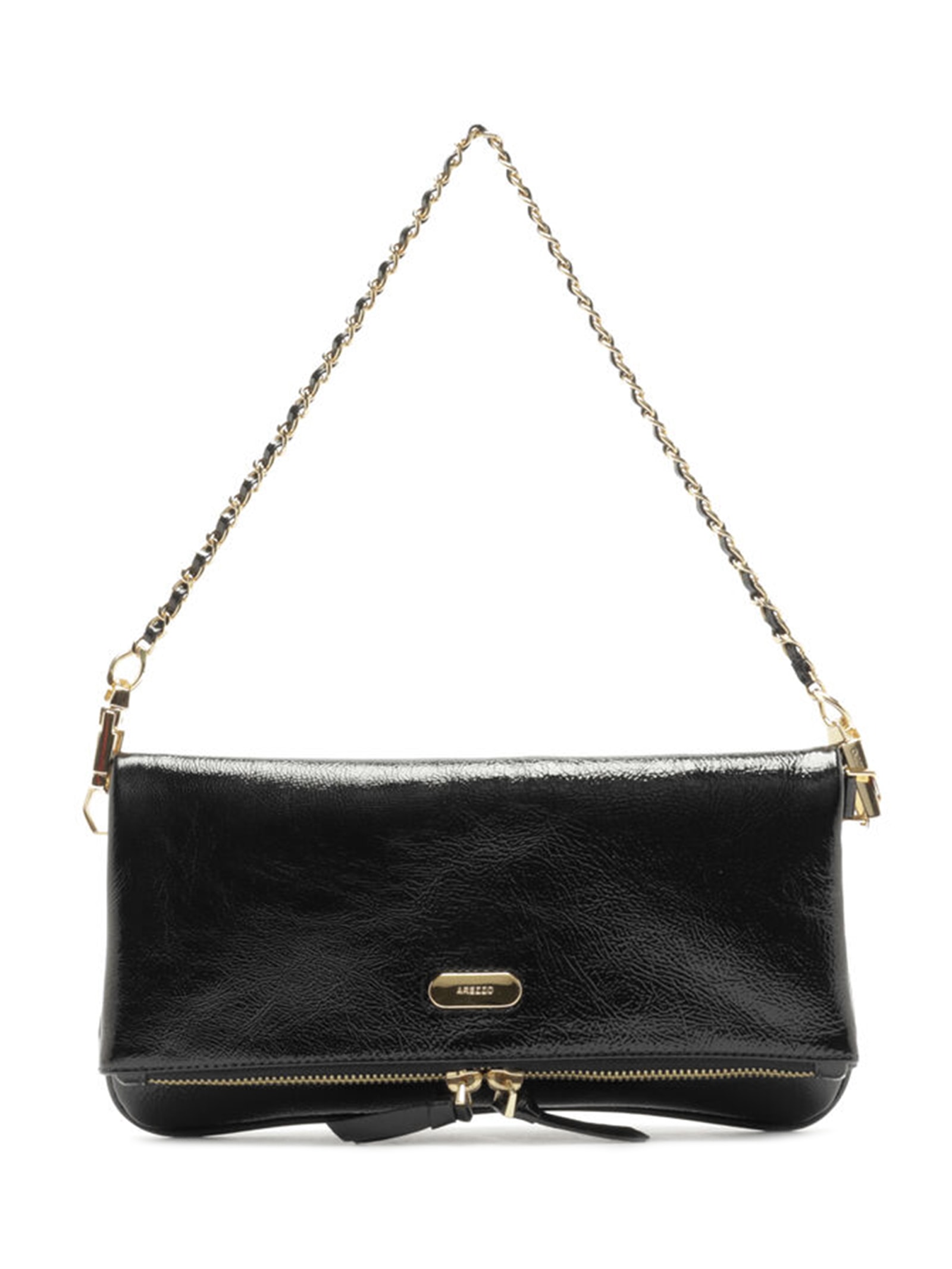Bolsa Feminina Tiracolo Couro Média Dobrável Preto Arezzo