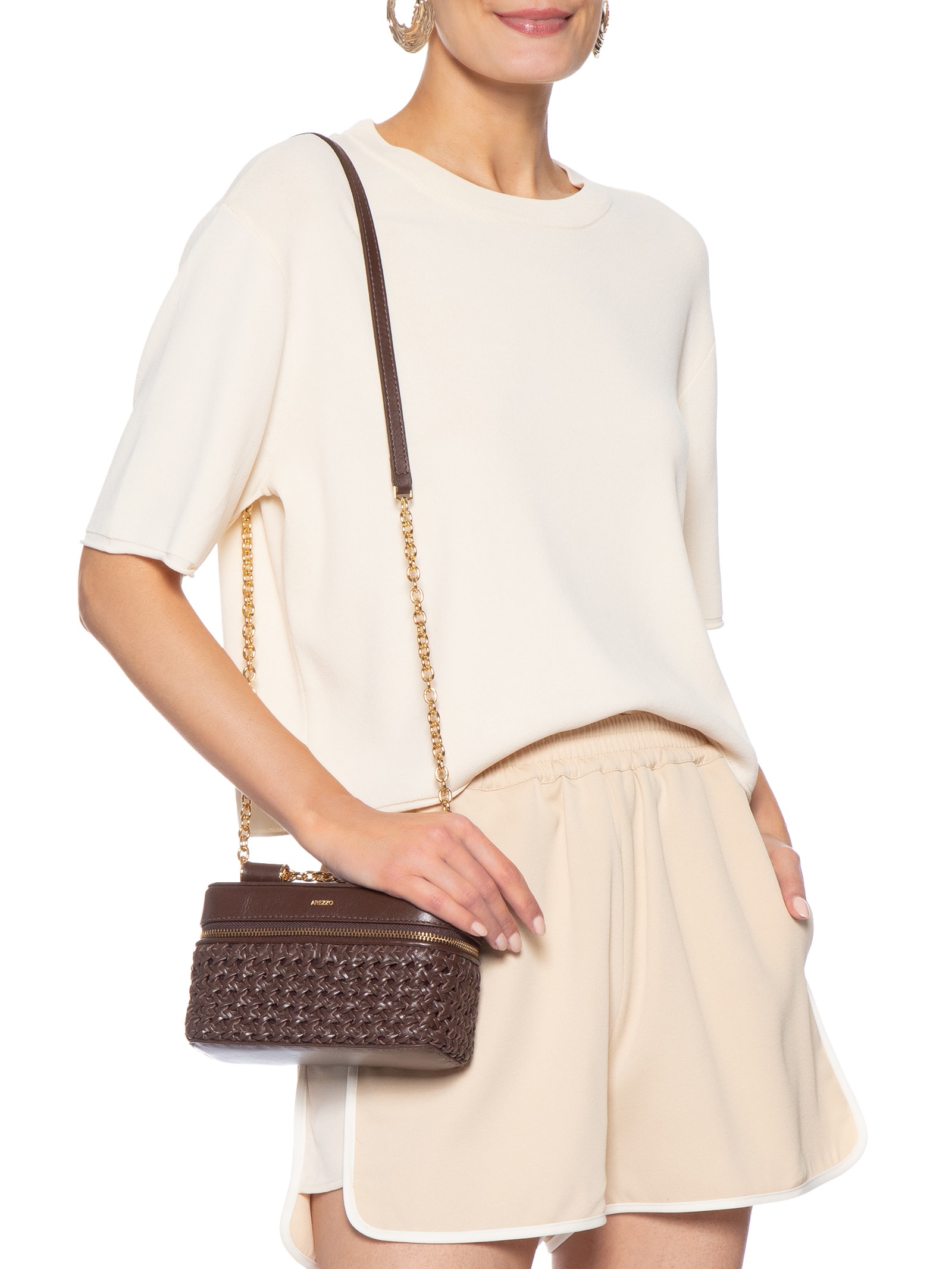 Bolsa Feminina Tiracolo Couro Média Marrom Arezzo