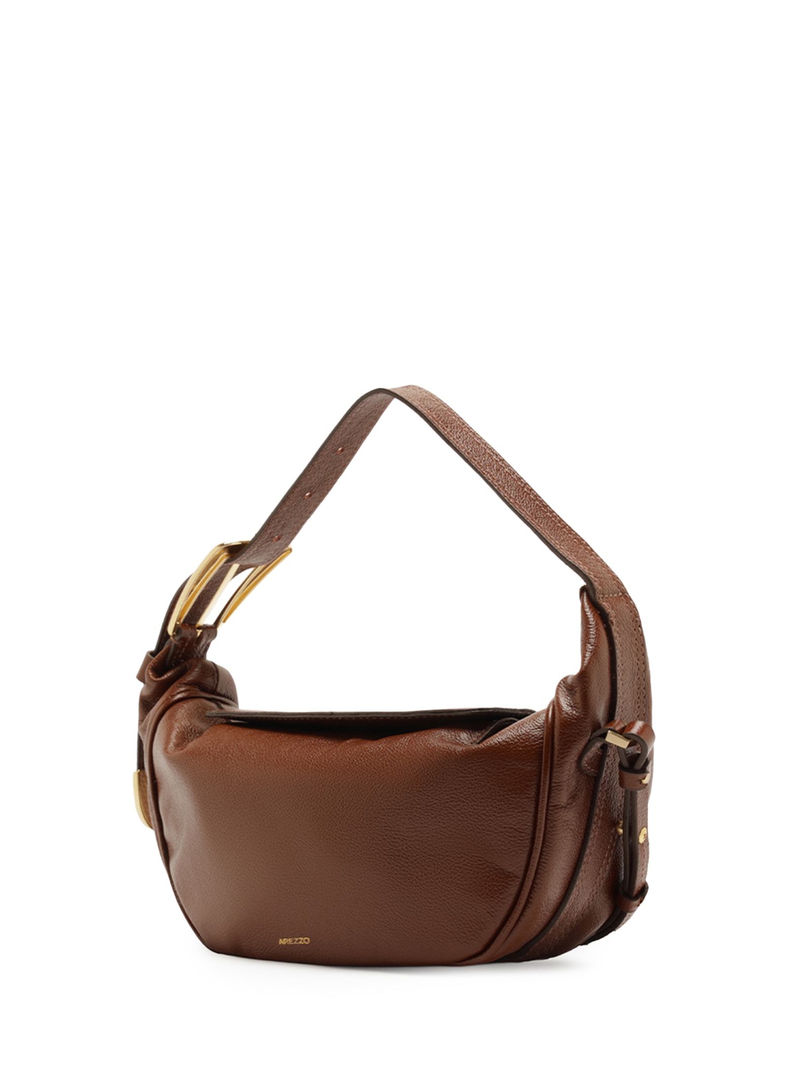 Bolsa Feminina Tiracolo Couro Média Metais Dourados Marrom Arezzo