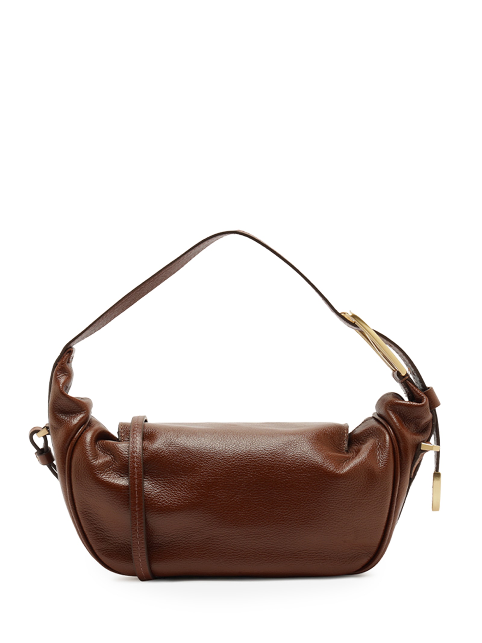 Bolsa Feminina Tiracolo Couro Média Metais Dourados Marrom Arezzo