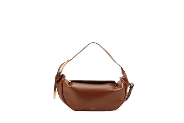 Bolsa Feminina Tiracolo Couro Média Metais Dourados - Marrom