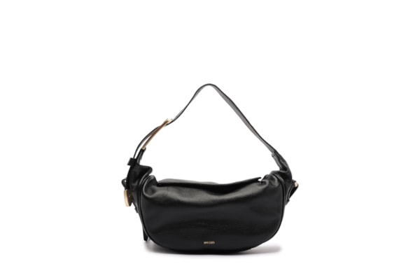 Bolsa Feminina Tiracolo Couro Média Metais Dourados - Preto