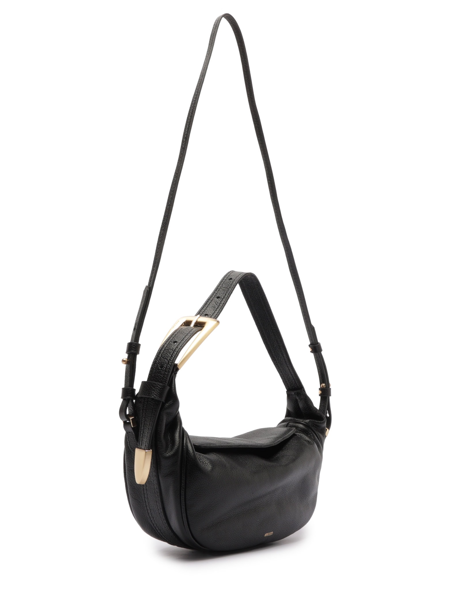Bolsa Feminina Tiracolo Couro Média Metais Dourados Preto Arezzo