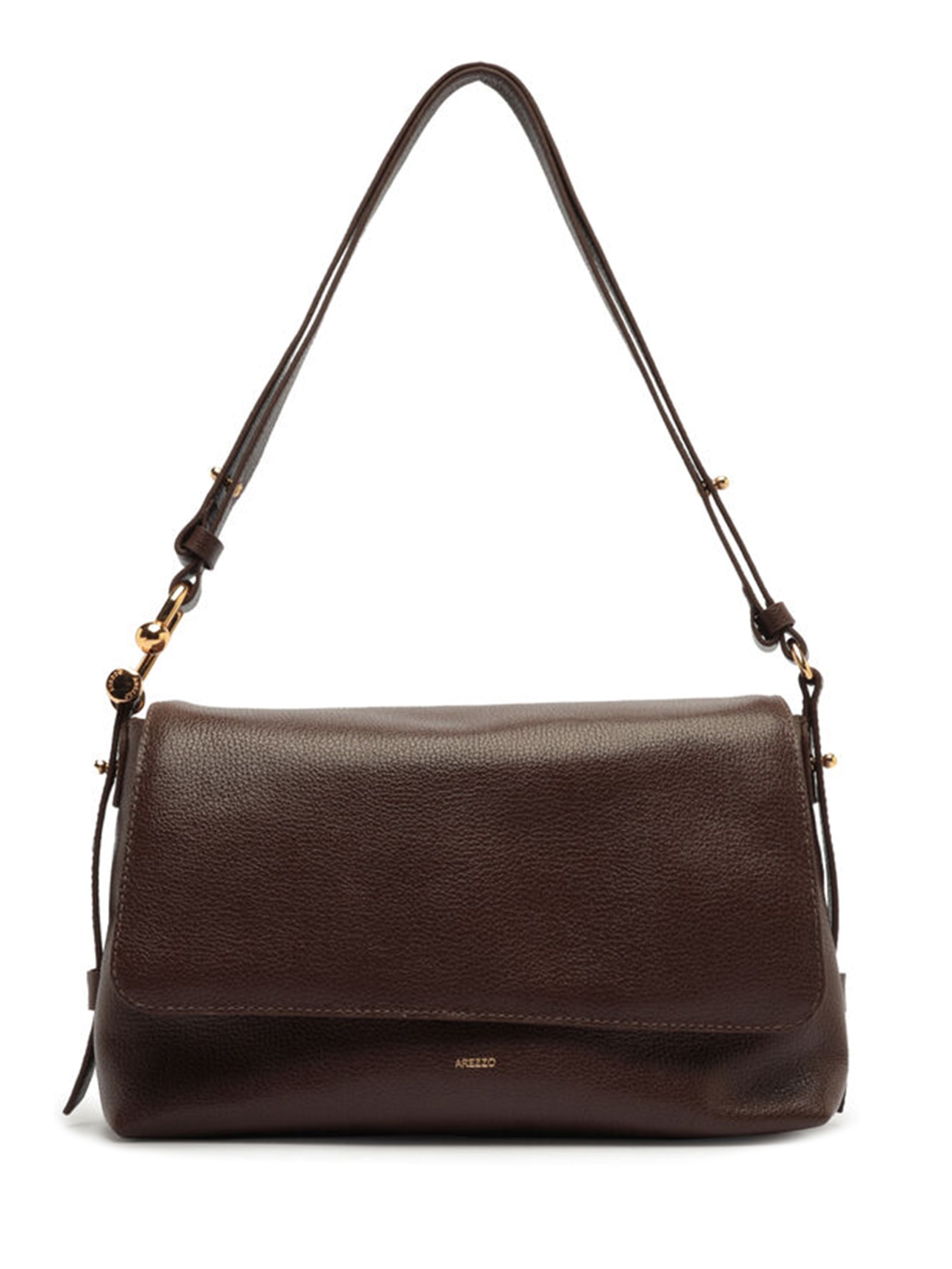 Bolsa Feminina Tiracolo Couro Média Metal Alça Marrom Arezzo