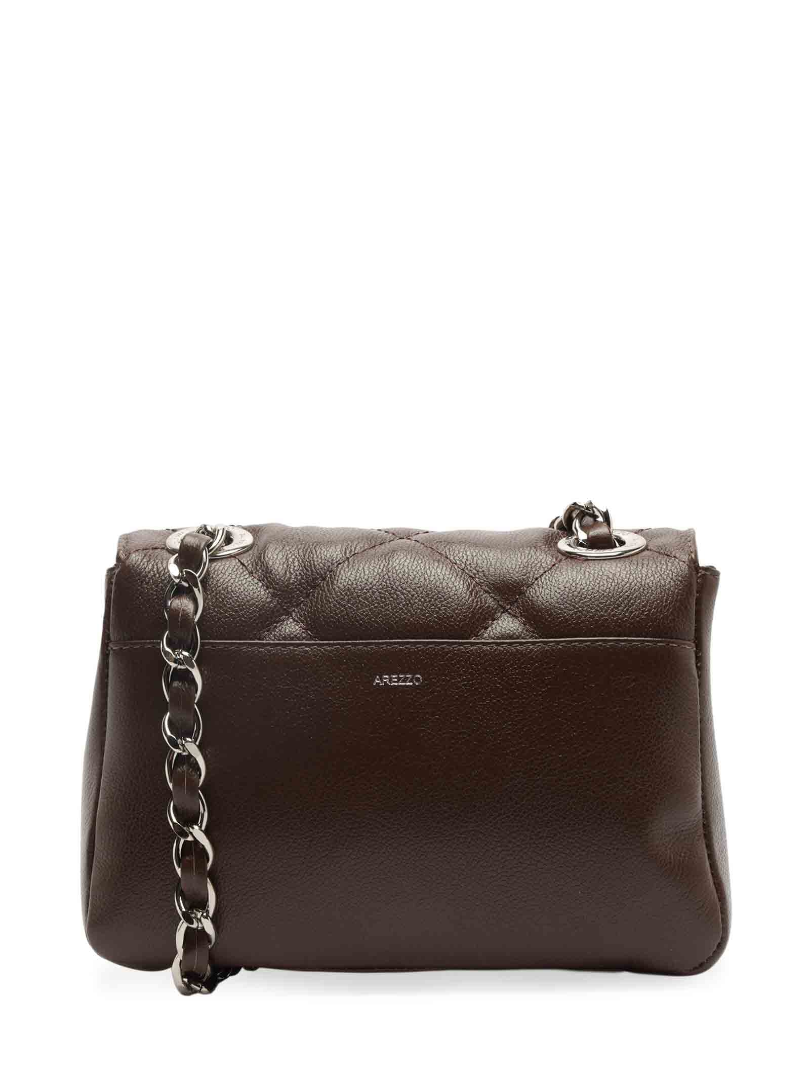 Bolsa Feminina Tiracolo Couro Mizz Pequena Marrom Arezzo