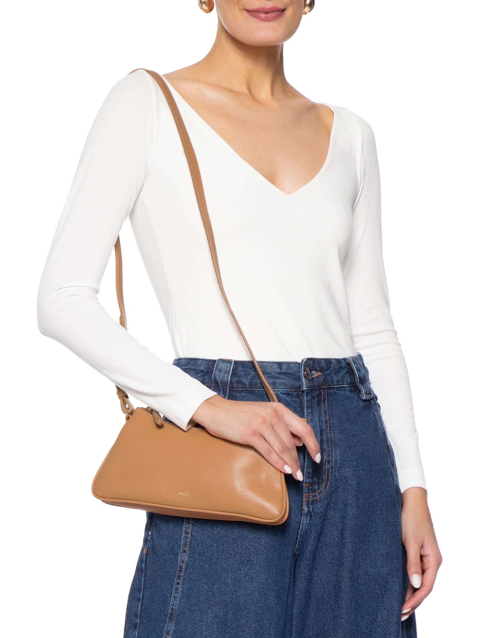 Bolsa Feminina Tiracolo Couro Pequena Marrom Arezzo