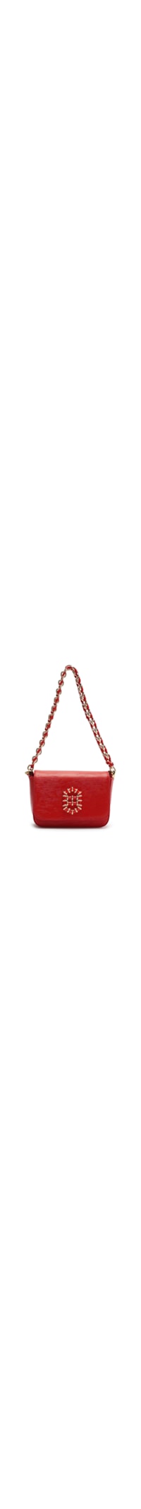 Bolsa Feminina Tiracolo Couro Pequena Metal Resinado - Vermelho