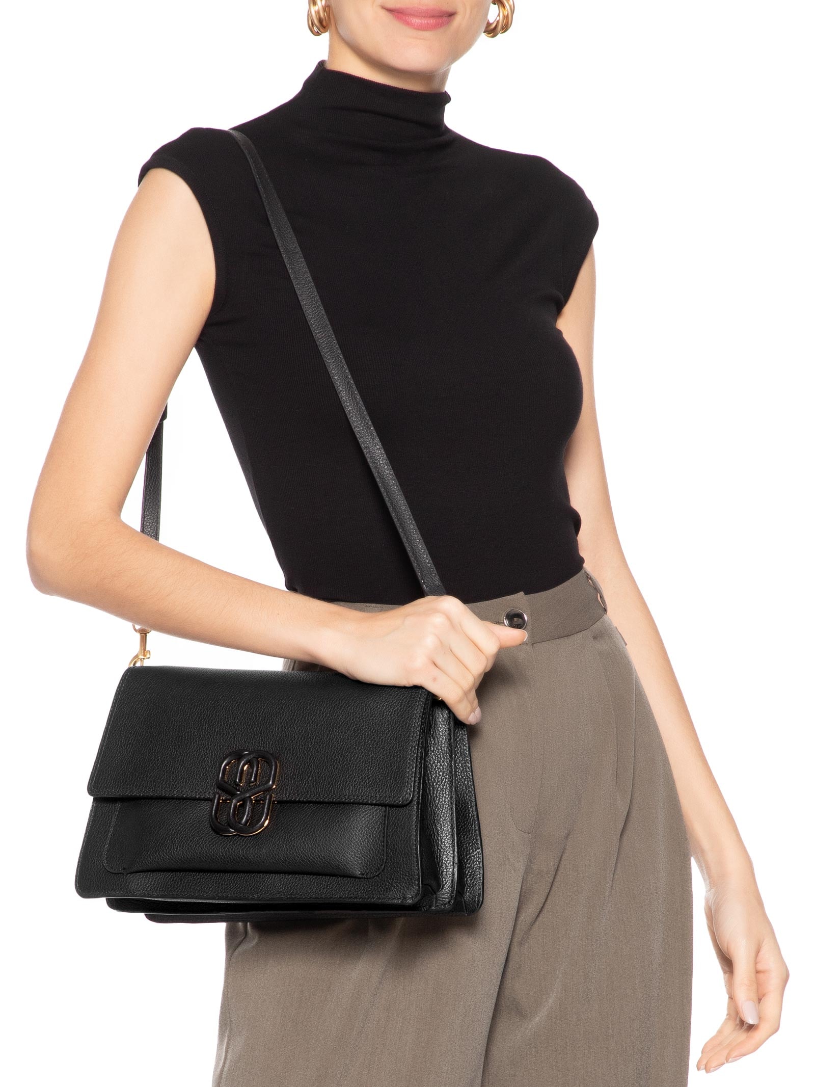 Bolsa Feminina Tiracolo Couro Preto Schutz