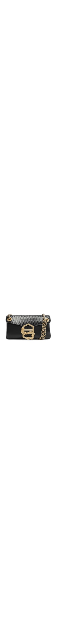 Bolsa Feminina Tiracolo Couro Snake Pequena - Preto